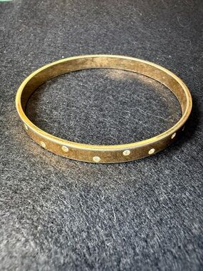 Authentic Vintage Swarovski Gold Pave Crystal Bangle Large 3" Slip On Bracelet
